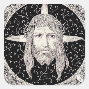 Heiliges Antlitz Jesu Christi Quadratischer Aufkleber