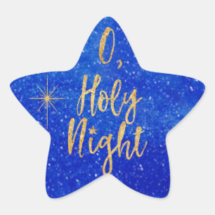 Heiliges Blau und -gold O Nachtweihnachts Stern-Aufkleber