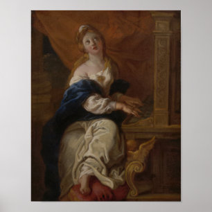 Heiliges Cecilia c.1700 (Öl auf Papier) Poster