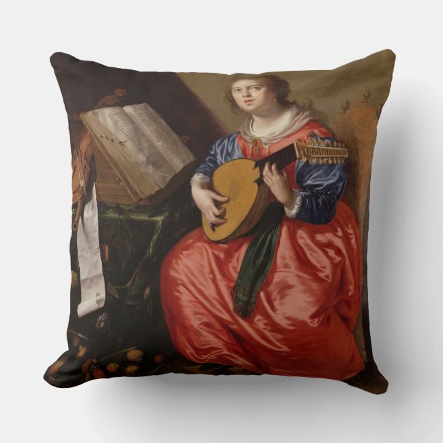 Heiliges Cecilia (Öl auf Leinwand) Kissen (Vorderseite)