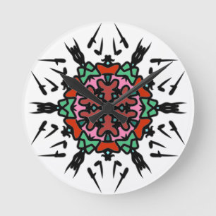 Heiliges Dornen-Mandala Runde Wanduhr