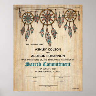 "Heiliges Engagement" Boho Rustic WeddingCertifica Poster