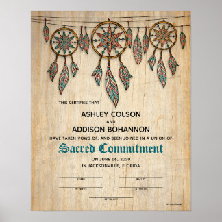 "Heiliges Engagement" Boho Rustic WeddingCertifica Poster