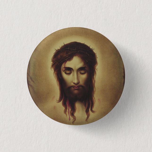 Heiliges Gesicht Jesu Christi Button (Vorderseite)