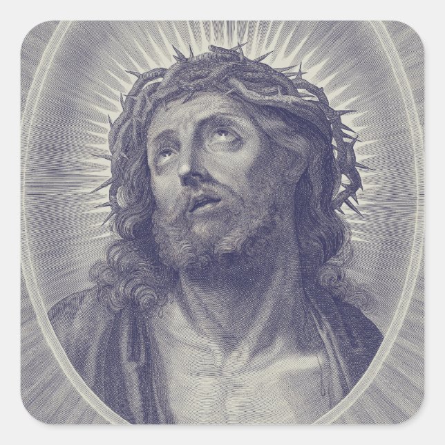 Heiliges Gesicht Jesu Quadratischer Aufkleber (Vorderseite)