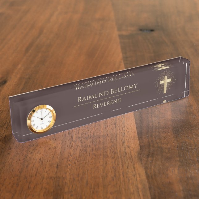 Heiliges Gold Cross Namensplakette (Seite)