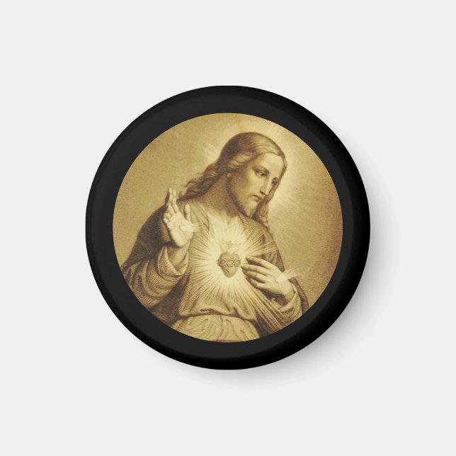 Heiliges goldenes Herz mit Kreuz Magnet (Vorne)