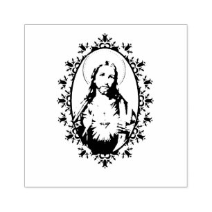 Heiliges Herz dekorativer Grenze Jesuss Gummistempel