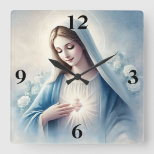 Heiliges Herz der Jungfrau Mary Quadratische Wanduhr