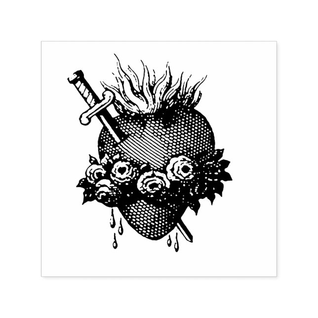 Heiliges Herz der Maria Selbstfarbige Briefmarke Permastempel (Design)