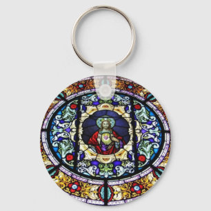 Heiliges Herz des Jesus-Buntglas-Fensters Schlüsselanhänger