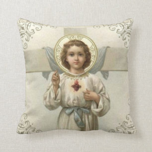 Heiliges Herz des Kindes Jesus mit Kreuz Kissen