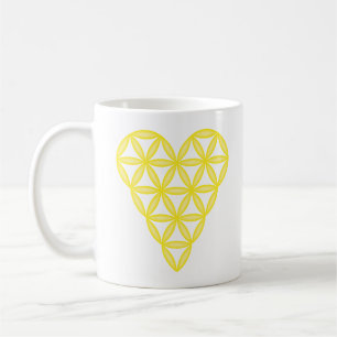 Heiliges Herz - Herz des Lebens, 3D/Gelb. Kaffeetasse