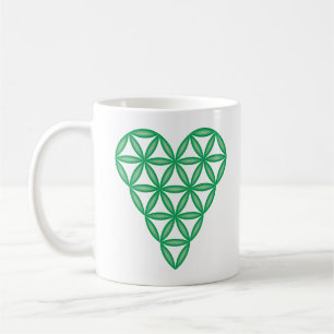 Heiliges Herz - Herz des Lebens, 3D/Grün. Kaffeetasse