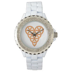 Heiliges Herz - Herz des Lebens, 3D/Orange. Armbanduhr
