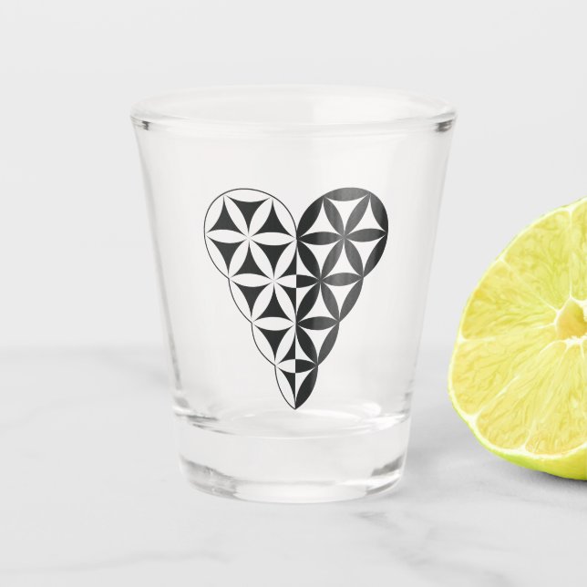 Heiliges Herz - Herz des Lebens, Dualwh/Bl. Schnapsglas (Vorderseite)