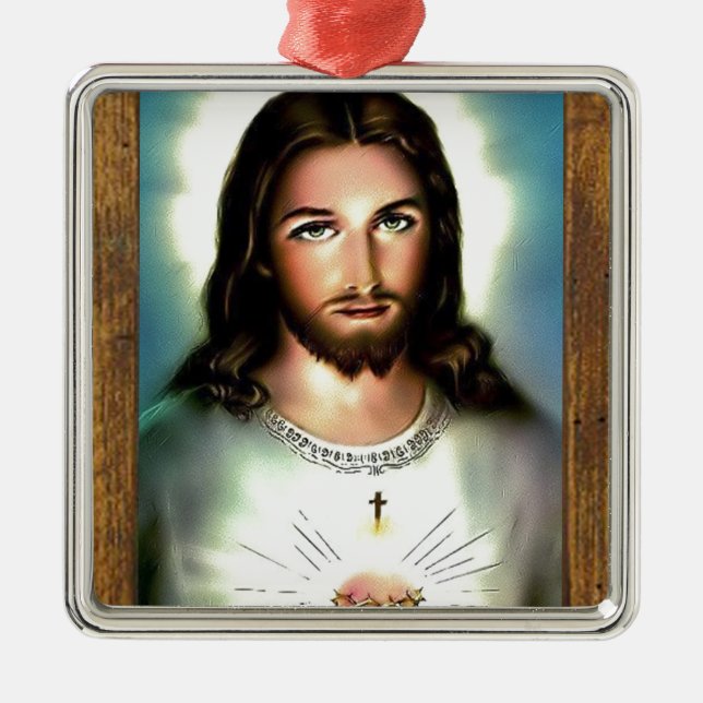 HEILIGES HERZ-HÖLZERNER SPANT 29 KUNDENGERECHTES P SILBERNES ORNAMENT (Vorne)