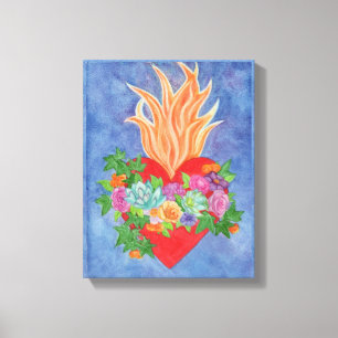 Heiliges Herz Jesu farbenfrohe Blumenoriginal Leinwanddruck