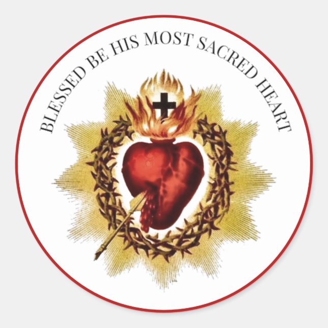Heiliges Herz Jesu Gebet Religiös Runder Aufkleber (Vorderseite)