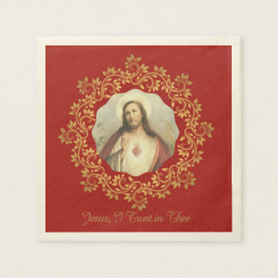 Heiliges Herz Jesu Goldene dekorative Grenze Serviette