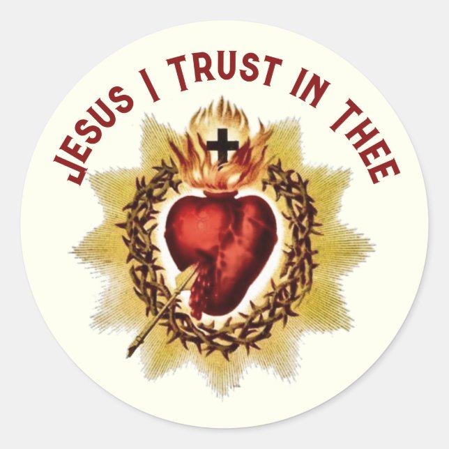 Heiliges Herz Jesu Ich vertraue auf die Klassik Runder Aufkleber (Vorderseite)