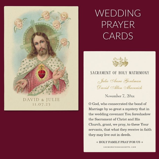 Heiliges Herz Jesu Katholische Hochzeitskarta (Sacred Heart of Jesus Catholic Wedding Prayer Cards)