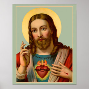 Heiliges Herz Jesu Katholische Lithographieplakat Poster