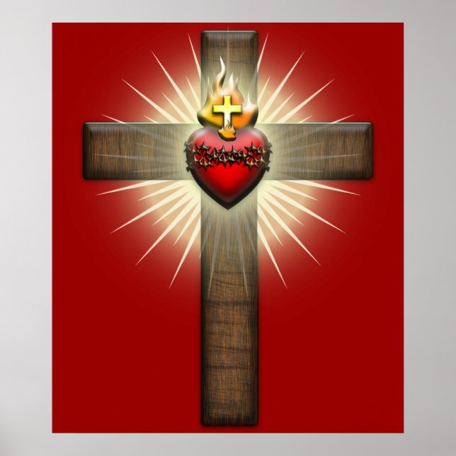 Heiliges Herz Jesu Kreuzes Poster (Vorne)