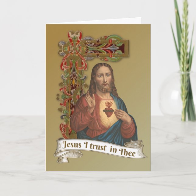 Heiliges Herz Jesu Religiös Vintag Karte (Vorderseite)
