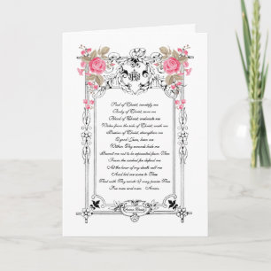 Heiliges Herz Jesu rosa Rosen elegante Gebete Karte