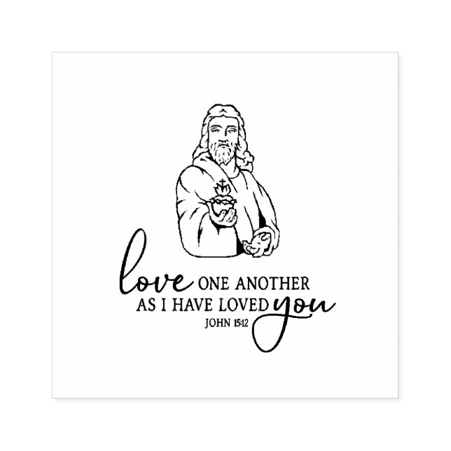 Heiliges Herz Jesu-Schrift Liebe einander Gummistempel (Prägung)