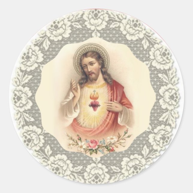 Heiliges Herz Jesu Segen Elfe Runder Aufkleber (Vorderseite)