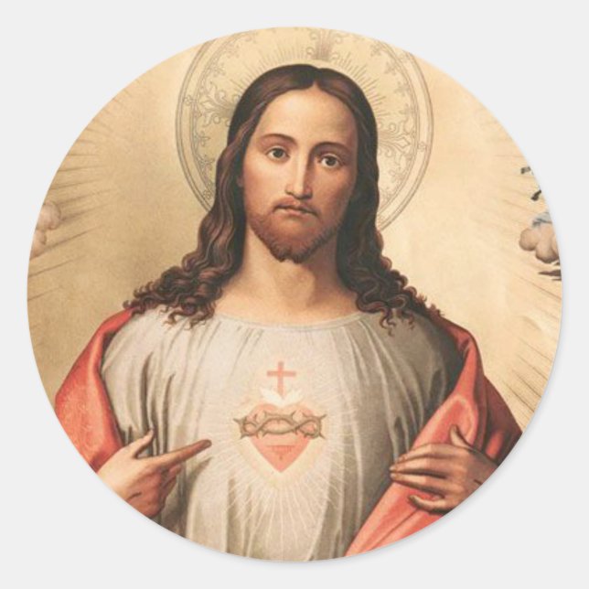 Heiliges Herz Jesu Segen Runder Aufkleber (Vorderseite)