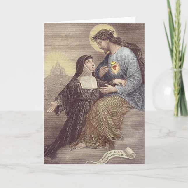 Heiliges Herz Jesu St. Margaret Mary Alacoque Karte (Vorderseite)