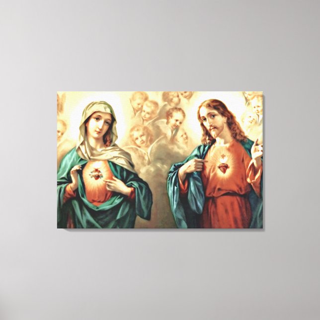 Heiliges Herz Jesu Unbeflecktes Herz Maria Leinwanddruck (Vorderseite)