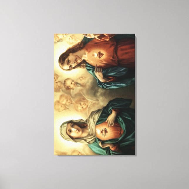 Heiliges Herz Jesu und Maria Leinwanddruck (Vorderseite)