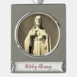 Heiliges Herz Jesu Urlaub Segnungen Banner-Ornament Silber