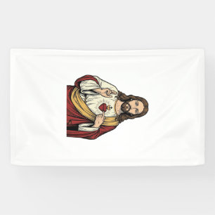 Heiliges Herz Jesu Vintage-Stich Vektor Kunst_1 Banner