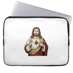 Heiliges Herz Jesu Vintage-Stich Vektor Kunst_1 Laptopschutzhülle
