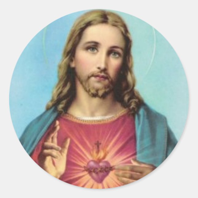 Heiliges Herz Jesus Christus Stationärumschlag Runder Aufkleber (Vorderseite)