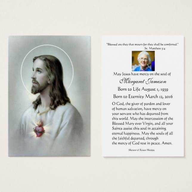 Heiliges Herz Jesus katholische Beerdigung Gebetsk (Vorne & Hinten)