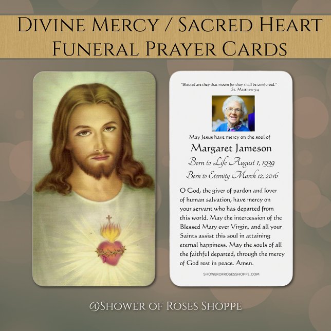 Heiliges Herz Jesus katholische Beerdigung Heilige (Divine Mercy/Sacred Heart Funeral Memorial Prayer Cards - Easy to personalize)