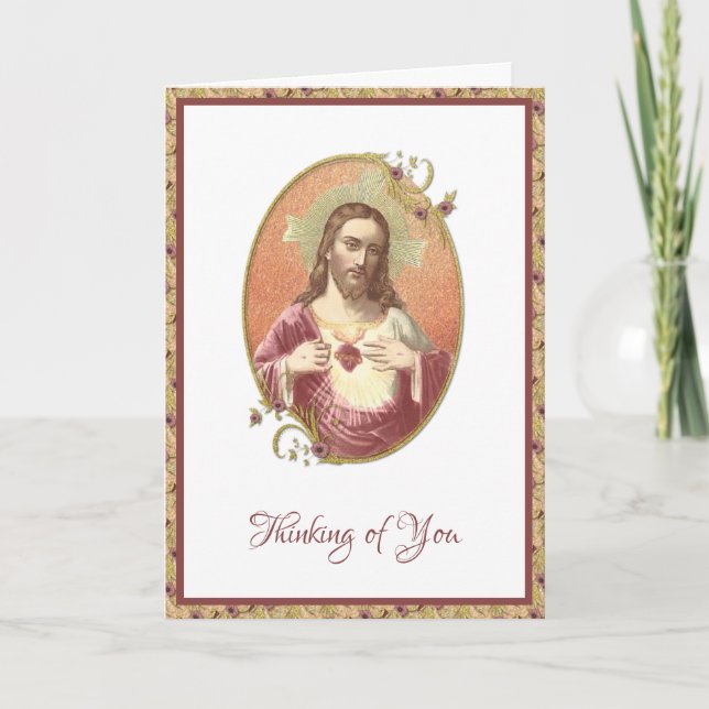 Heiliges Herz Jesus Vintage Gebetskarte Karte (Vorderseite)