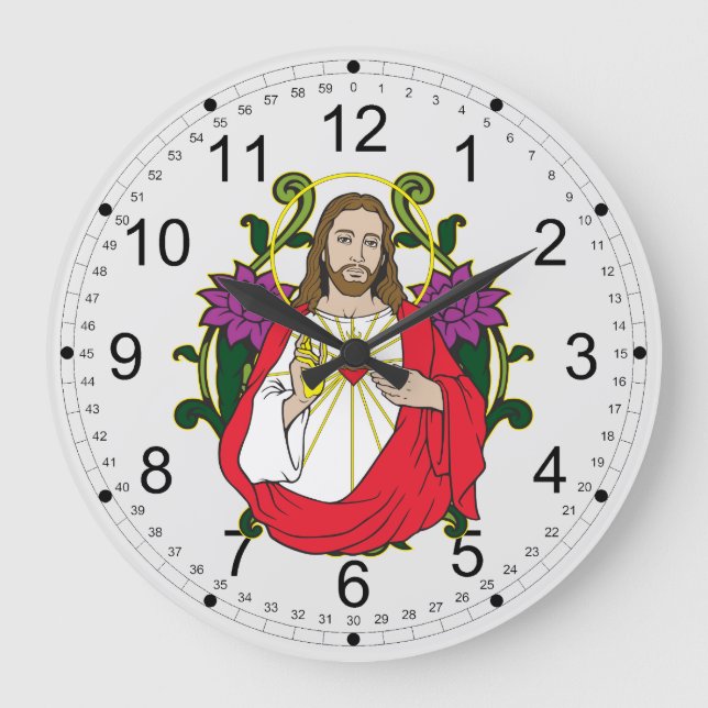 Heiliges Herz Jesuss Große Wanduhr (Vorderseite)