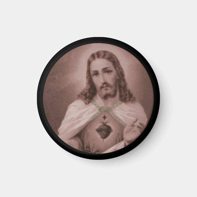 Heiliges Herz mit Kreuz Magnet (Vorne)