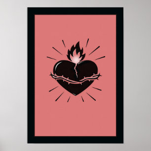 Heiliges Herz neu interpretiert – Minimale symboli Poster