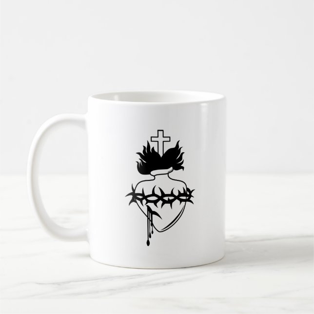Heiliges Herz und unakuläre Herz-Tasse Kaffeetasse (Links)