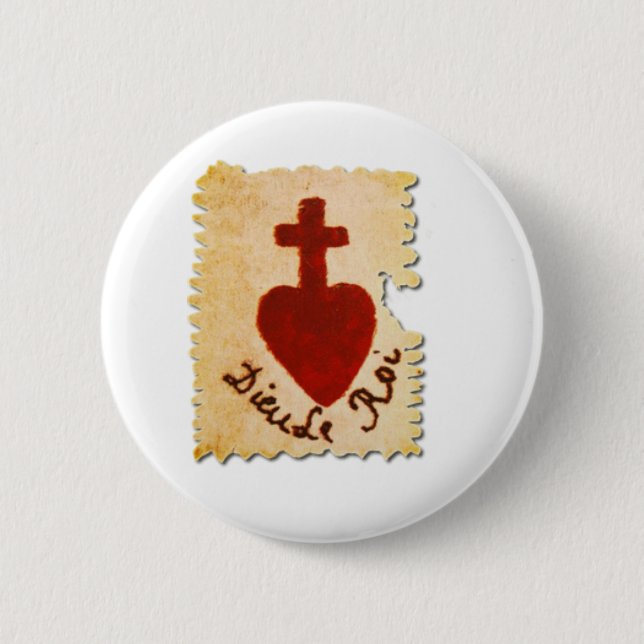 Heiliges Herz Vendée Dieu, le Roi Katholic Button (Vorderseite)