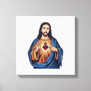 Heiliges Herz Vintage-Stich religiöser Vektor De Leinwanddruck