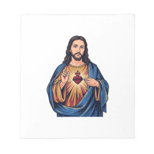Heiliges Herz Vintage-Stich religiöser Vektor De Notizblock